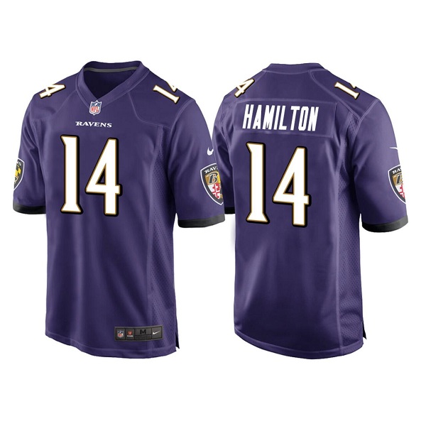 Men's Baltimore Ravens #14 Kyle Hamilton Purple Stitched Game Jersey